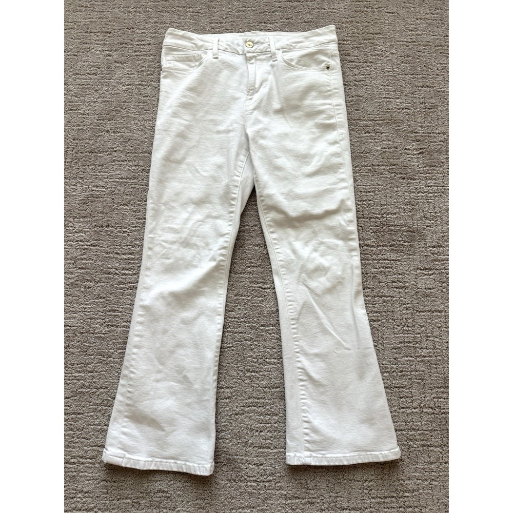 FRAME Le Crop Mini Boot Jeans Womens 28 Blanc White High Rise Stretch Bootcut